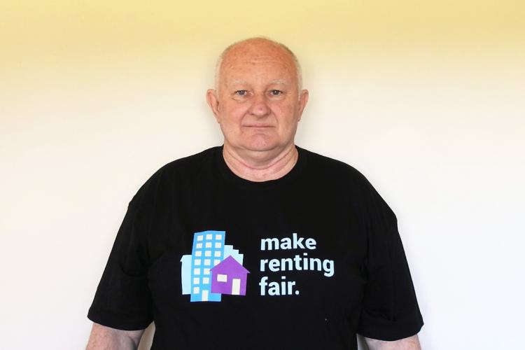 Ron in his Make Renting Fair campaign T-Shirt